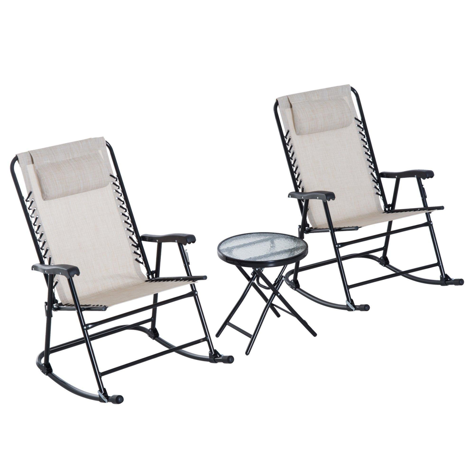 3 Pcs Outdoor Conversation Set with Rocking Chairs and Side Table - image 1