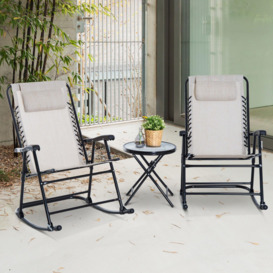 3 Pcs Outdoor Conversation Set with Rocking Chairs and Side Table - thumbnail 3