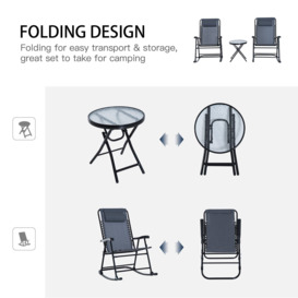 3 Pcs Outdoor Conversation Set with Rocking Chairs and Side Table - thumbnail 3