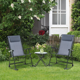 3 Pcs Outdoor Conversation Set with Rocking Chairs and Side Table - thumbnail 2
