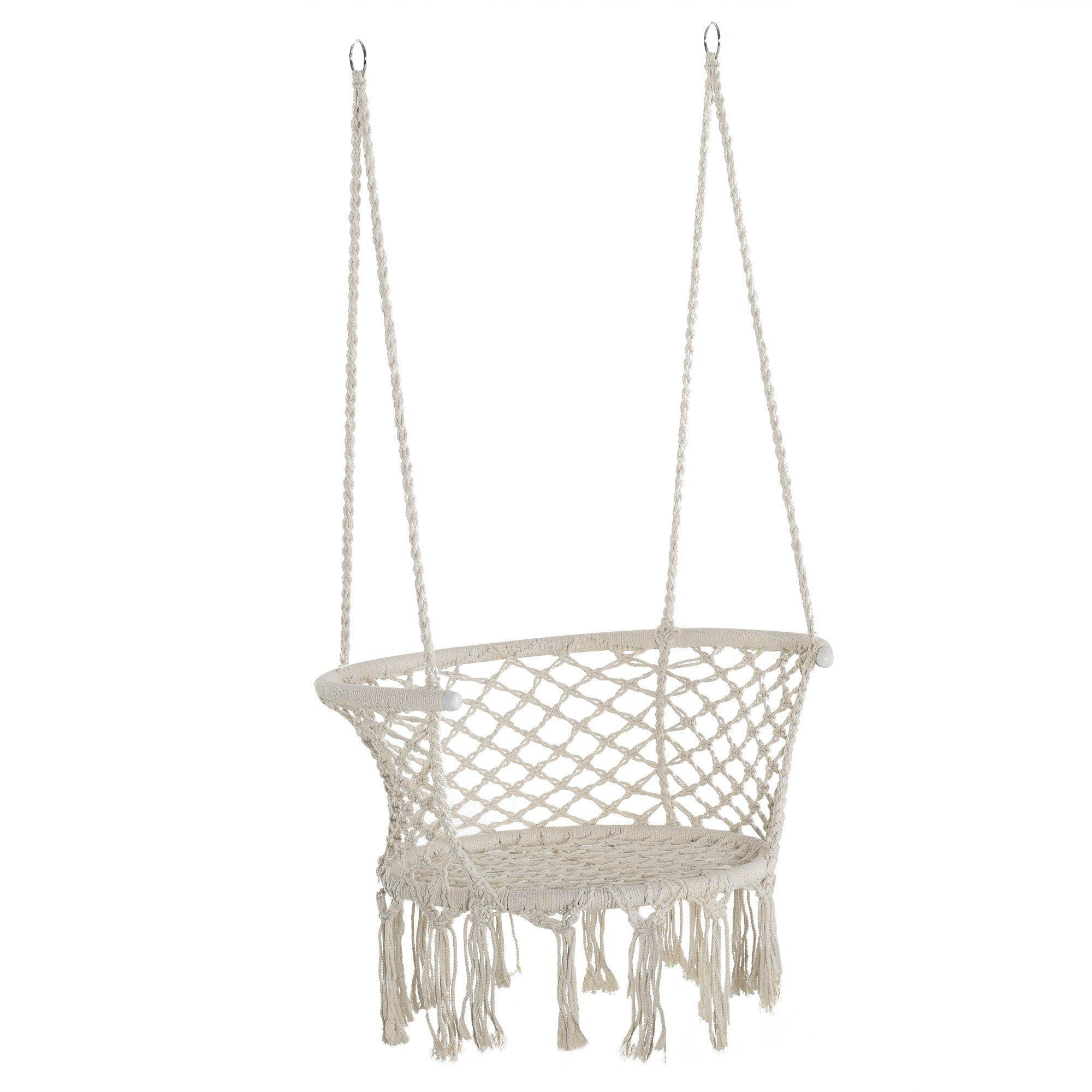 Hanging Hammock Chair Macrame Seat for Outdoor Patio Garden - image 1