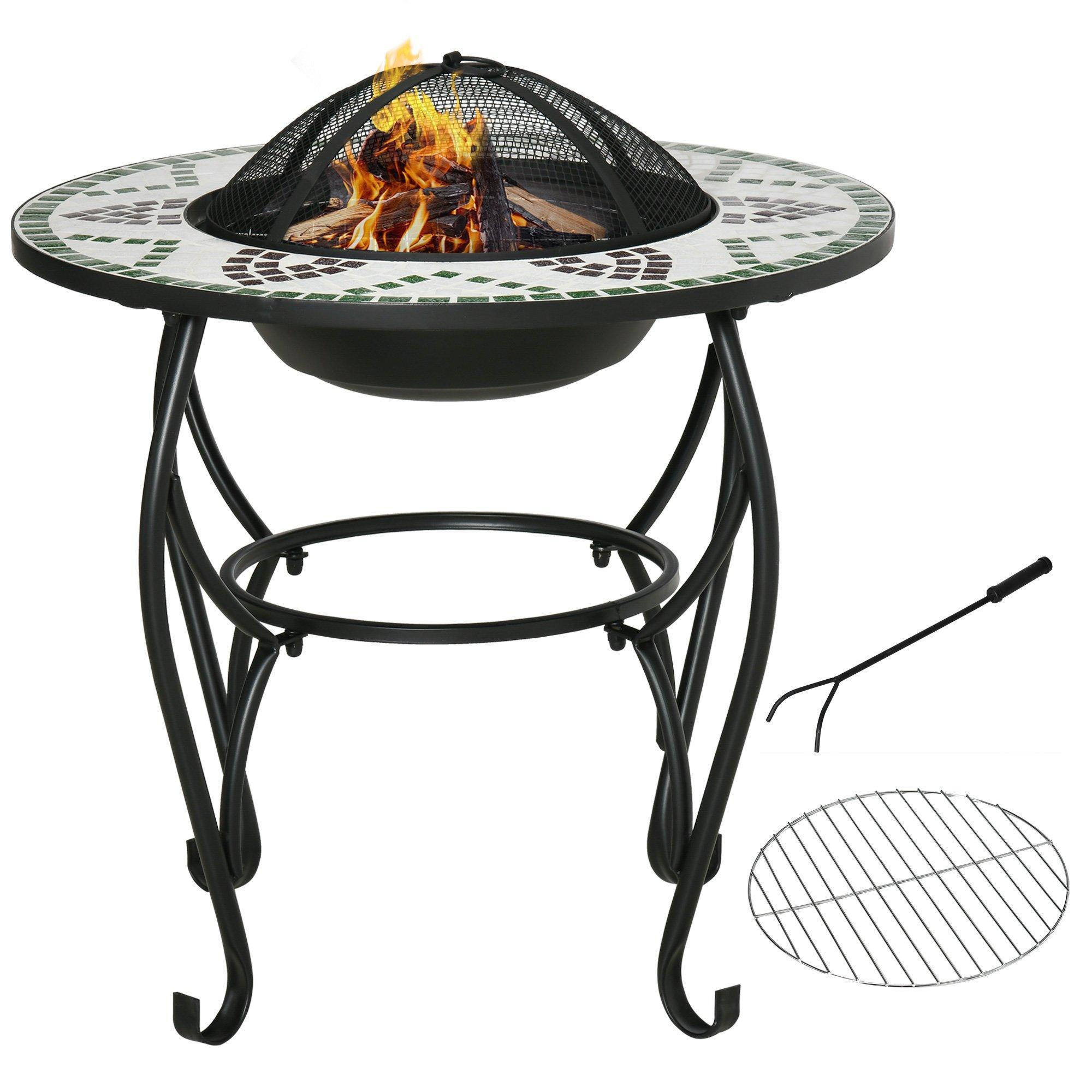 3-in-1 Outdoor Fire Pit, Garden Table with BBQ Grill Screen Cover - image 1