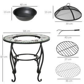 3-in-1 Outdoor Fire Pit, Garden Table with BBQ Grill Screen Cover - thumbnail 3