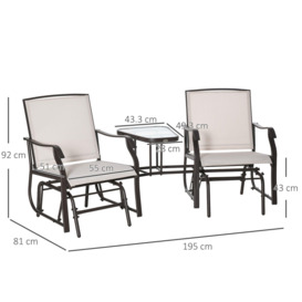 Double Glider Companion Rocking Chairs Loveseat Garden Table - thumbnail 3