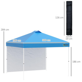 3x3Metre Pop Up Gazebo Canopy Tent with 1 Sidewall Carrying Bag - thumbnail 3