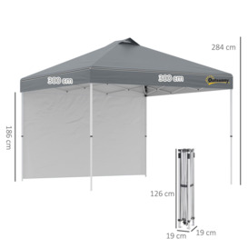 3x3Metre Pop Up Gazebo Canopy Tent with 1 Sidewall Carrying Bag - thumbnail 3