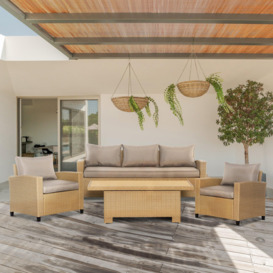 4 PCS Outdoor PE Rattan Aluminium Conversation Sofa Set w/ Table & Cushions - thumbnail 2