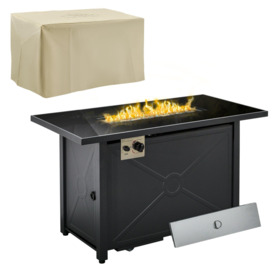 Outdoor Propane Gas Fire Pit Table w/ Rain Cover, 50000 BTU - thumbnail 1