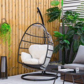 Rattan Weave Hanging Egg Chair with Folding Design Indoor and Outdoor - thumbnail 2