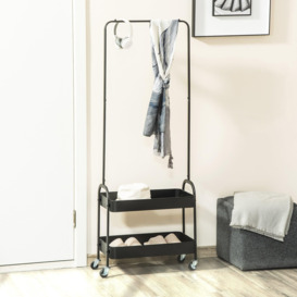 Metal Coat Rack with Shoe Storge, Clothes Hanging Stand - thumbnail 2