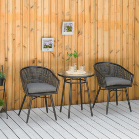 3 PCS Patio Resin Wicker Bistro Set w/ 2 Chairs & 1 Coffee Table for Garden - thumbnail 2