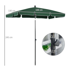 Aluminium Sun Umbrella Parasol Patio Rectangular 2M x 1.3M - thumbnail 3