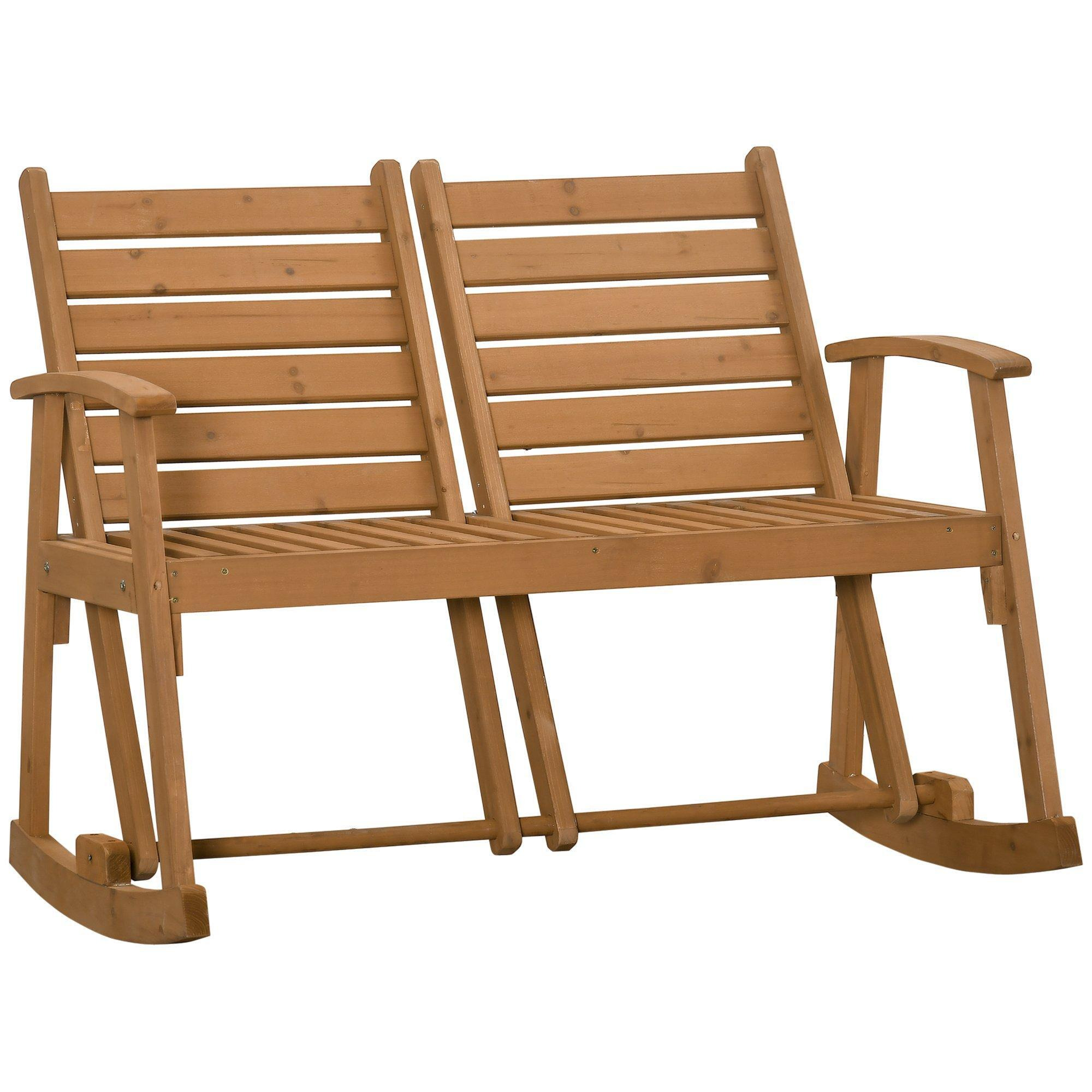 Wooden Garden Rocking Bench with Separately Adjustable Backrests - image 1