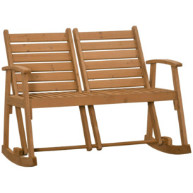Wooden Garden Rocking Bench with Separately Adjustable Backrests