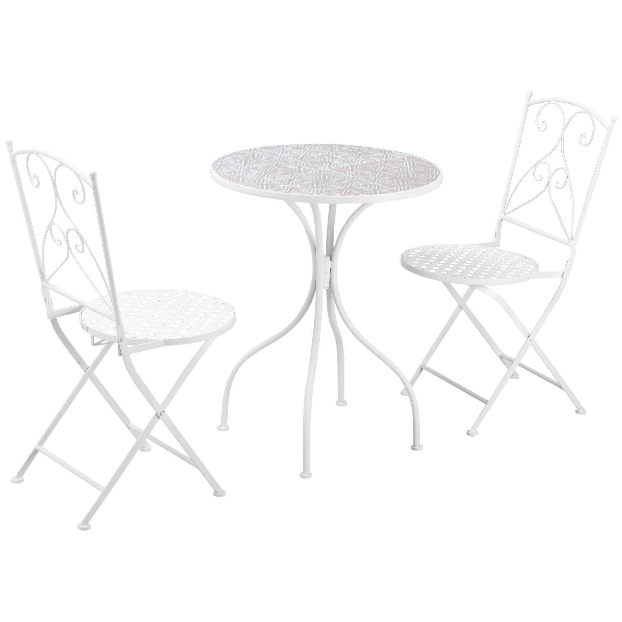 3 Piece Garden Bistro Set with Mosaic Top for Patio Balcony Poolside - image 1