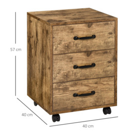 Rolling File Cabinet with 3 Drawers, Under Desk Mobile Filing - thumbnail 3