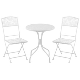 Garden Bistro Set for 2 with Folding Chairs and Round Table