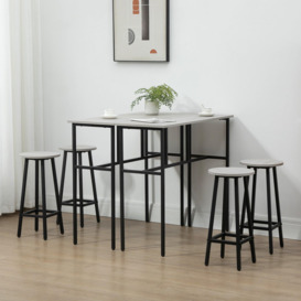 6 Piece Industrial Bar Table Set 2 Breakfast Tables with 4 Stools - thumbnail 3