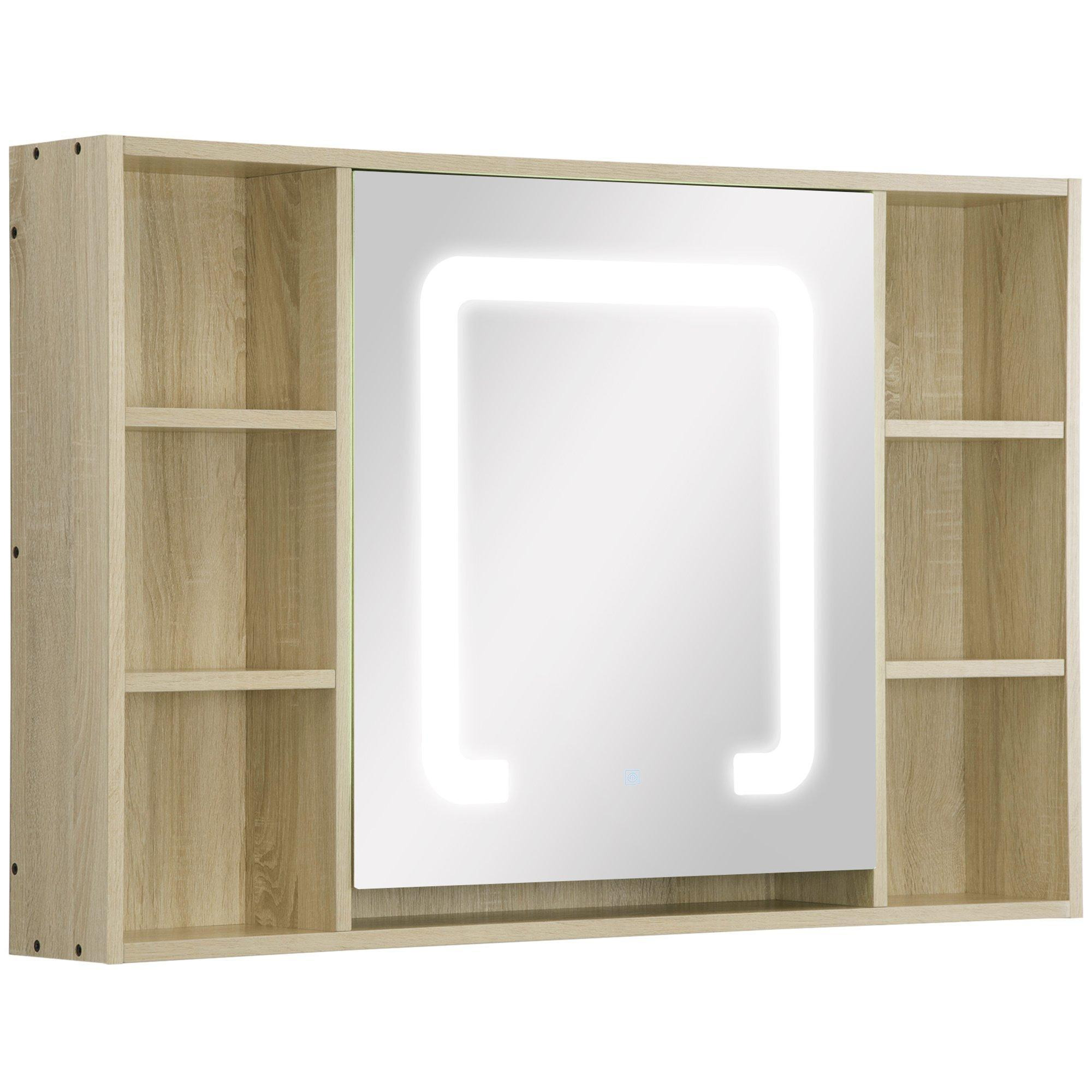 LED Dimmable Bathroom Cabinet Wall Mounted Mirrored Door Shelves - image 1