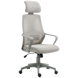 Mesh Fabric Desk Chair Swivel Chair High Backrest Adjustable Height - thumbnail 1