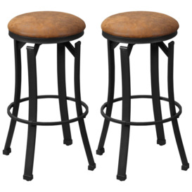 Bar Stools Set of 2 Microfiber Cloth Bar Chairs   Steel Legs - thumbnail 2