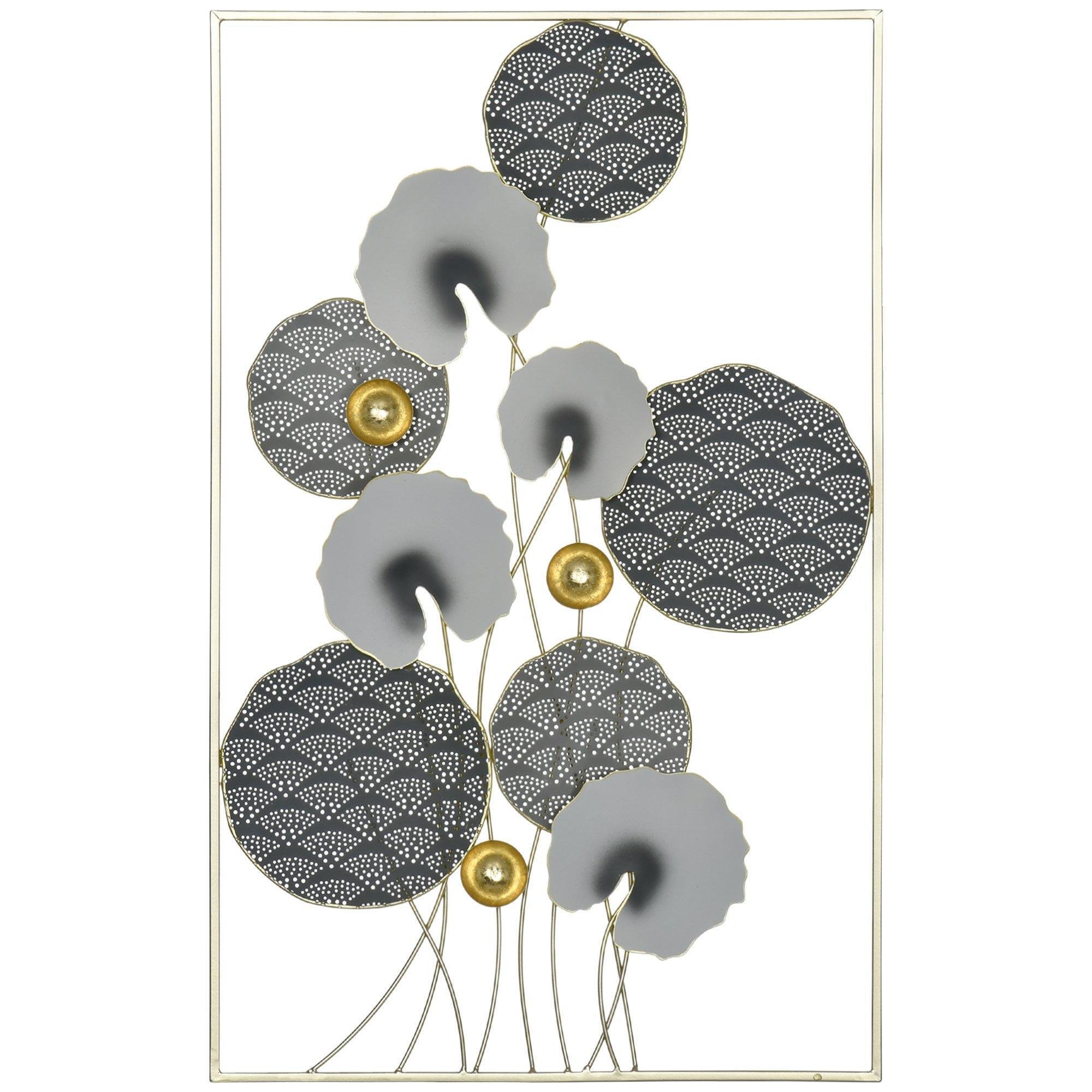 3D Metal Wall Art Modern Lotus Leaves Hanging Wall Sculpture Home Gold Decor - image 1