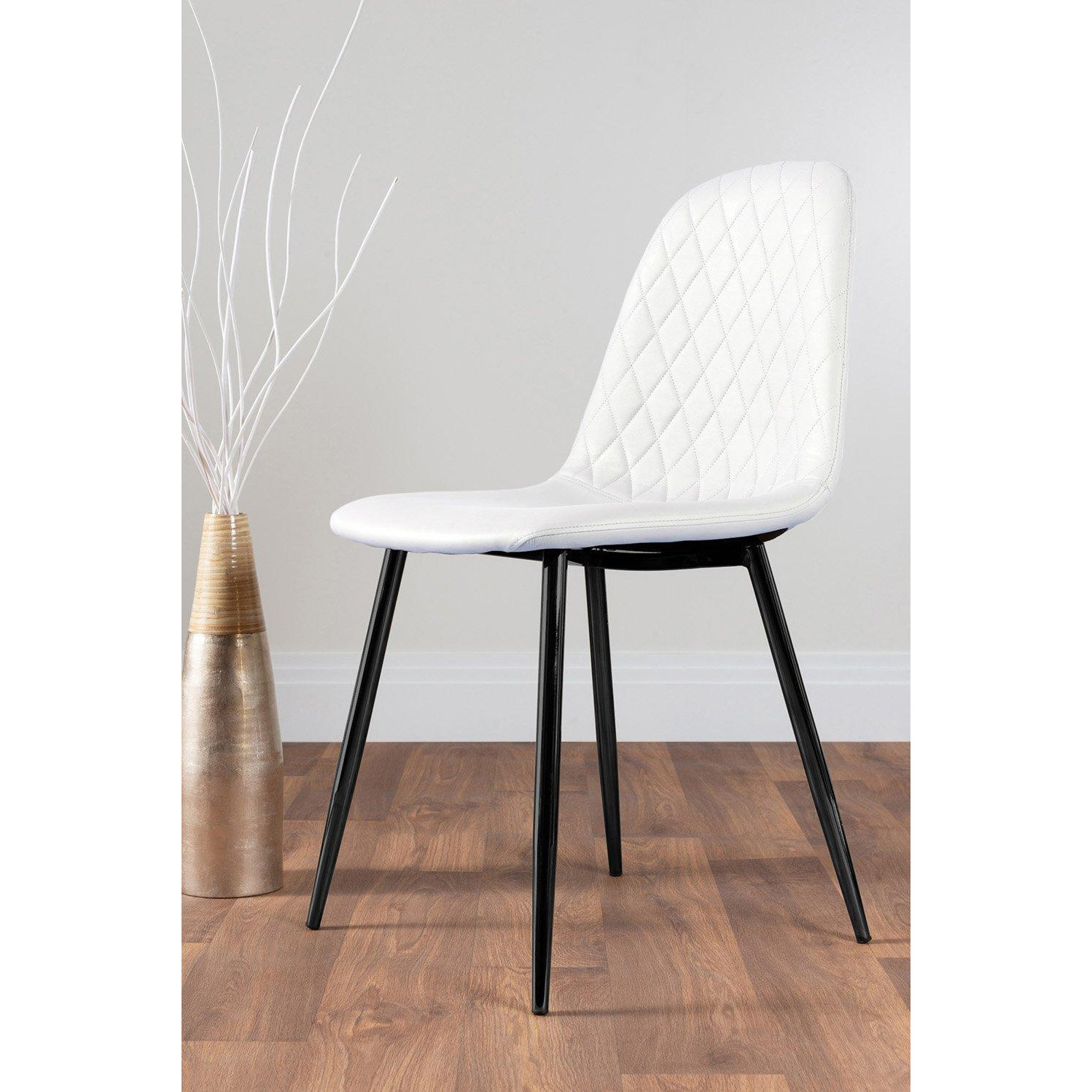 2x Corona Black Leg Faux Leather Dining Chair - image 1