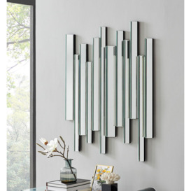 Crystalline Medium 100cm x 80cm Silver Mirrored Frame 3D Contemporary Modern Hallway Bedroom Living Room Wall Mirror - thumbnail 1