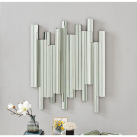 Crystalline Medium 100cm x 80cm Silver Mirrored Frame 3D Contemporary Modern Hallway Bedroom Living Room Wall Mirror - thumbnail 2