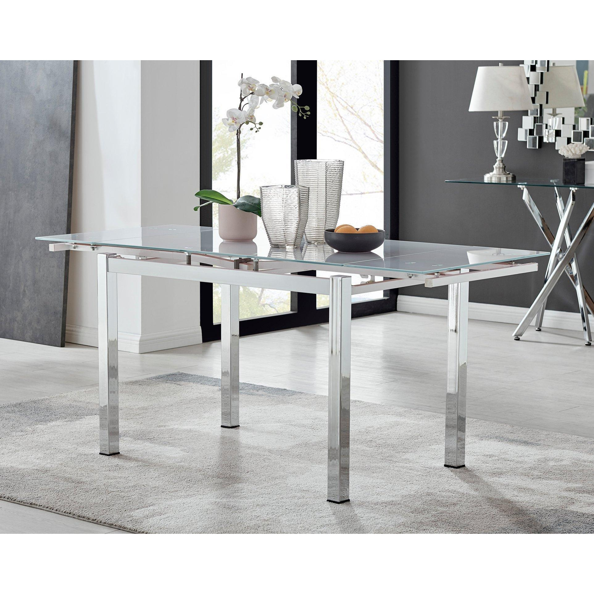 Enna 170cm 6-Seater Chrome & Glass Extending Dining Table - image 1