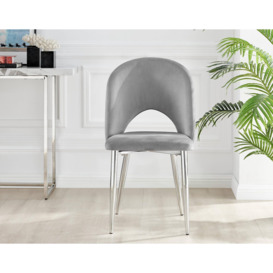 Set of 2 Arlon Elegant Deep Padded Soft Touch Velvet Cutout Back Dining Chair With Silver Chrome Legs - thumbnail 3