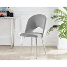 Set of 2 Arlon Elegant Deep Padded Soft Touch Velvet Cutout Back Dining Chair With Silver Chrome Legs - thumbnail 2