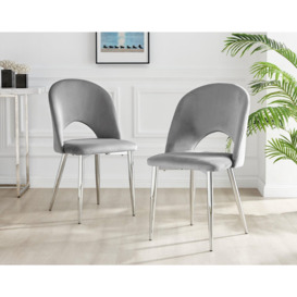 Set of 2 Arlon Elegant Deep Padded Soft Touch Velvet Cutout Back Dining Chair With Silver Chrome Legs - thumbnail 1