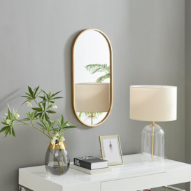 Jupiter 80cm x 40cm Art Deco Gold Metal Frame Oval Hallway Bedroom Dining And Living Room Wall Mirror