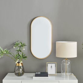 Jupiter 80cm x 40cm Art Deco Gold Metal Frame Oval Hallway Bedroom Dining And Living Room Wall Mirror - thumbnail 3