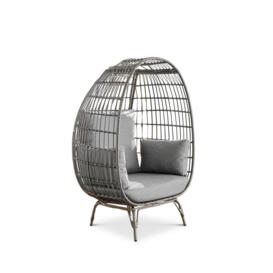 Grey Rattan Garden Egg Chair in PE Resin Rattan for Outdoors and 15cm Luxuriously Thick Cushions - Patio Chair - thumbnail 3