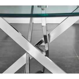 Novara 120cm Round 6-Seater Glass & Metal Starburst Dining Table - thumbnail 2