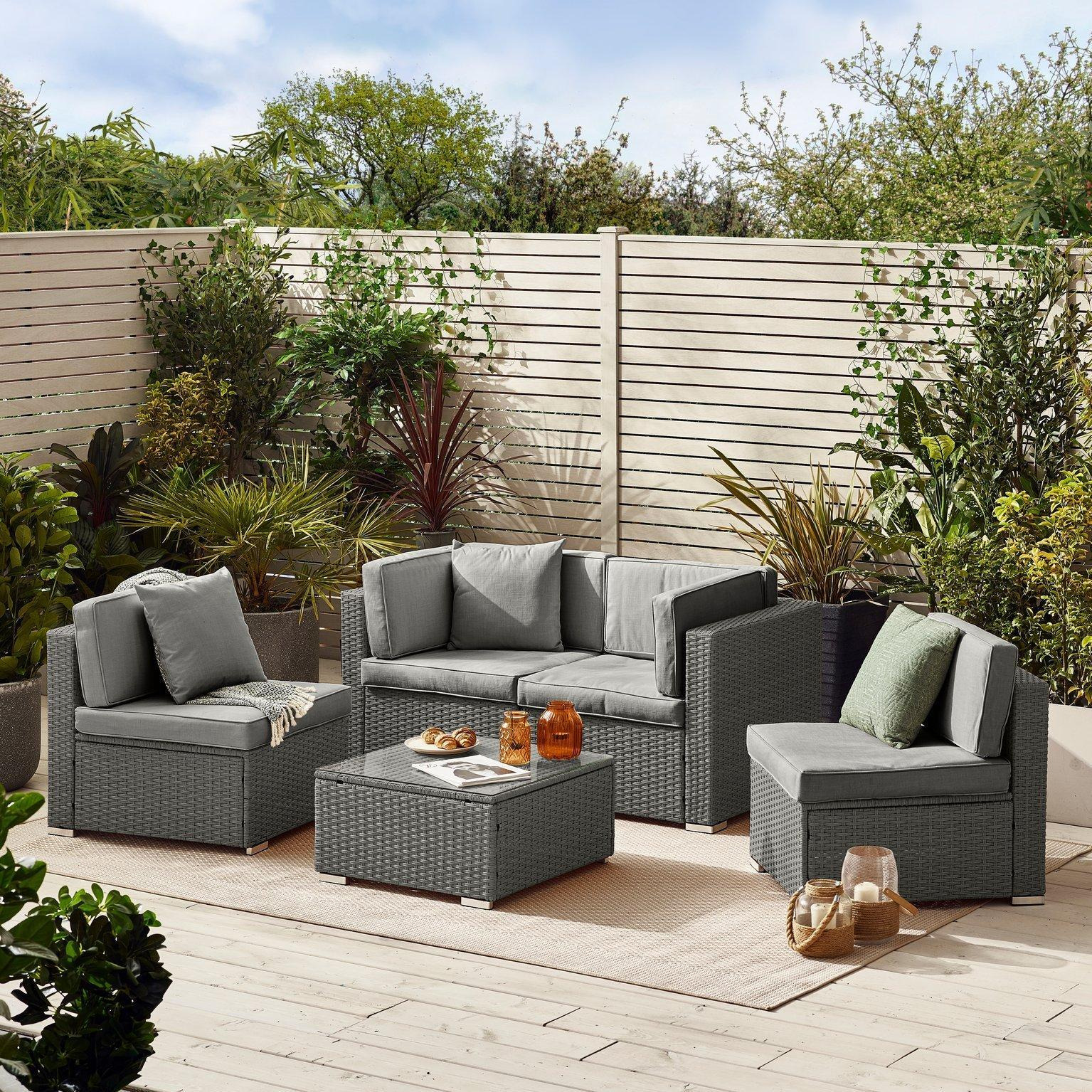 Orlando 4 Seat Modular Outdoor Garden Sofa - Rattan Garden Sofa with Thick Cushions - Garden Coffee Table - image 1