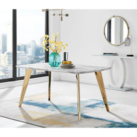 Andria White Marble Effect Rectangular 6-Seater Dining Table - thumbnail 3