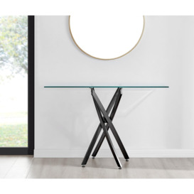 Leonardo Rectangular Glass Console Table with Metal Angled Starburst Legs for Modern Living Room - thumbnail 2