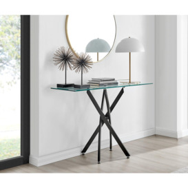 Leonardo Rectangular Glass Console Table with Metal Angled Starburst Legs for Modern Living Room - thumbnail 1