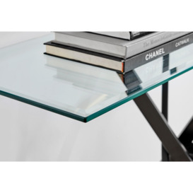 Leonardo Rectangular Glass Console Table with Metal Angled Starburst Legs for Modern Living Room - thumbnail 3