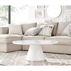 Palma Round Coffee Table with Pedestal Pillar Base and Semi-Matte or High Gloss Finish for Modern Minimalist Industrial Look - thumbnail 2