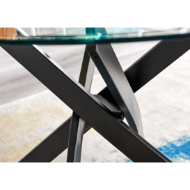Novara 4 Seater Black Leg Round Glass Dining Table & 4 Corona Faux Leather Black Leg Chairs - thumbnail 3