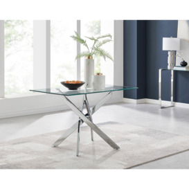 Leonardo 120cm 4-Seater Glass And Chrome Metal Starburst Dining Table - thumbnail 2