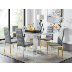 Giovani 6-Seater Grey Glass Dining Table and 6 Milan Faux Leather Dining Chairs - thumbnail 1
