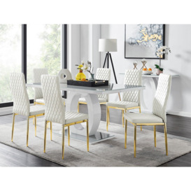 Giovani 6-Seater Grey Glass Dining Table and 6 Milan Faux Leather Dining Chairs - thumbnail 1