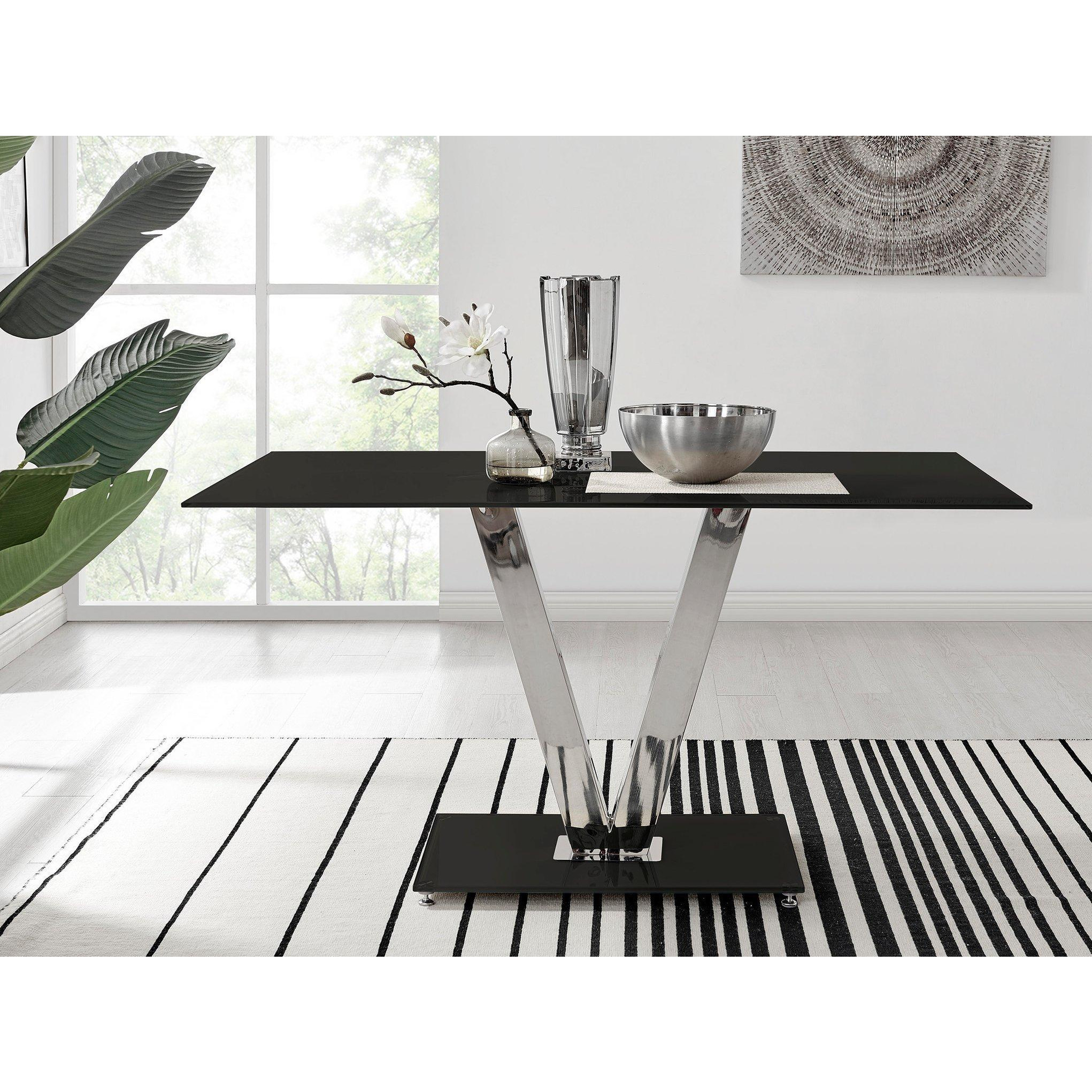 Florini 140cm 6-Seater Glass And Metal V-Legged Dining Table - image 1