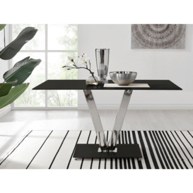Florini 140cm 6-Seater Glass And Metal V-Legged Dining Table