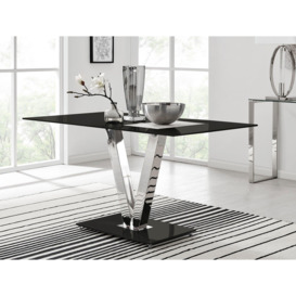 Florini 140cm 6-Seater Glass And Metal V-Legged Dining Table - thumbnail 2